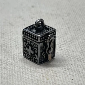 Ciondolo ciondolo chiusura scatola preghiera croce svizzera argento sterling 4g SA 925 - Foto 1 di 7