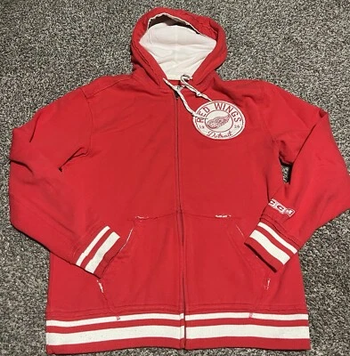 Chaqueta De Colección Detroit Red Wings CCM Cremallera Completa Talla Mediana Roja Sudadera con Capucha Bolsillos Usada en Excelente Condición Foto 1 de 4