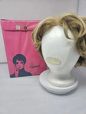 Vtg 1960 Carousel Wig & Case  Pink Twiggy Liza Shag Wig Blonde Curls Modacrylic - Image 1 of 4