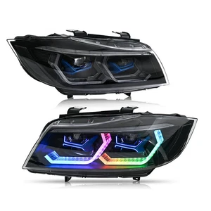 RGB Xenon Headlights for 2009-2012 BMW 3-Series E90 E91 320i 323i 325 330 335 - Picture 1 of 16