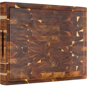 AZRHOM Large Thick End Grain Acacia Wood Butcher Block 17x13x1.5 in Wood Cutt... - Picture 1 of 8