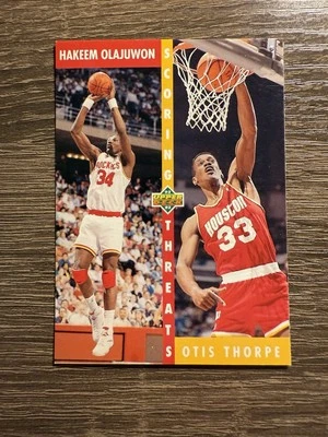 1992 Upper Deck Hakeem Olajuwon Houston Rockets #501 Scoring Threats Otis Thorpe - Image 1 of 2