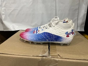 Botines de fútbol Under Armour Spotlight Clone 4 MC TX para hombre 10,5 blanco azul EBS644 - Imagen 1 de 6