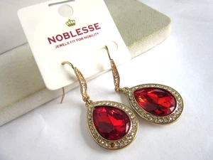 Noblesse brand red and white teardrop shaped pierced earrings - NWT - Picture 1 of 4