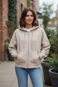 NWT DKNY Women’s XXL Pebble Terry Front Zip Hoodie Jacket Lightweight Pullover - Picture 1 of 15