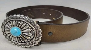 Cintura donna Ariat Lucinda marrone con fibbia argento e turchese A1512002 - Foto 1 di 4