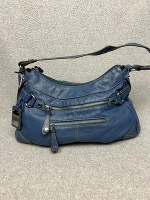 Bolsa de ombro vintage TIGNANELLO Y2k azul couro pebbled Hobo anos 90 clássica - Imagem 1 de 4