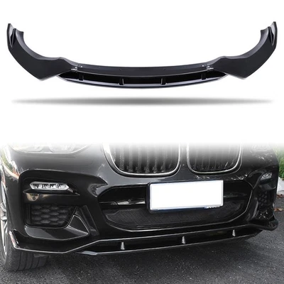 Fit BMW X3 X4 M-Sport 2018-2021 Front Bumper Spoiler 4PCs Spoiler Shiny Black Foto 1 de 4