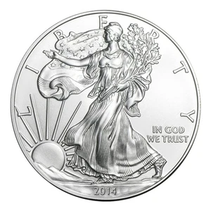 American Eagle 2014 1 Oz Feinsilber Sammlerstück 1 $ Liberty Souvenirmünze - Bild 1 von 2