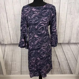 Bryn Walker Women Purple Linen 3/4 Bell Sleeve Oversized Lagenlook Dress NO Size - Picture 1 of 7