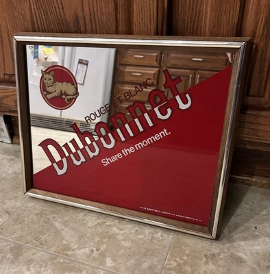VTG Dubonnet Wine Mirror Advertisement Cat Logo Rouge Et Blanc Barroom Man Cave - Image 1 of 4