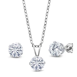 2.40 Cttw White Moissanite Pendant and Earrings Jewelry Set | 925 Sterling - Picture 1 of 2