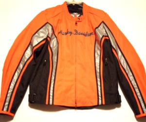 Harley Davidson High Visibility Reflective Motorcycle Jacket Orange/Black Sz XL - Picture 1 of 16