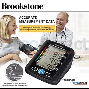 Monitor de presión arterial de brazo digital Brookstone Talking con guía de voz 2 usuarios - Imagen 1 de 3