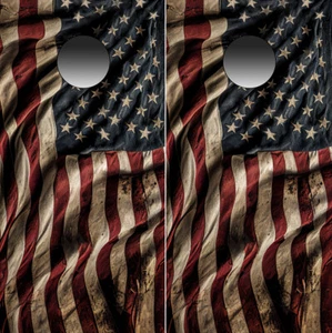 De colección American Flag Rústico Ondulado EE. UU. Tablero de Cornhole SOLO Paquete de 2 Vinilo - Imagen 1 de 4