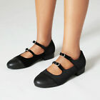 Buckle Strap Womens Preppy Mary Jane Casual Flats Loafers Shoes Ol Pump Big Size