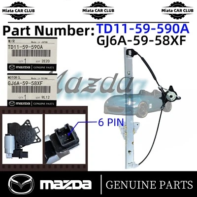 Regulador de ventana eléctrica genuino Mazda CX-9 y motor lado del conductor delantero TD11-59-590A Foto 1 de 4