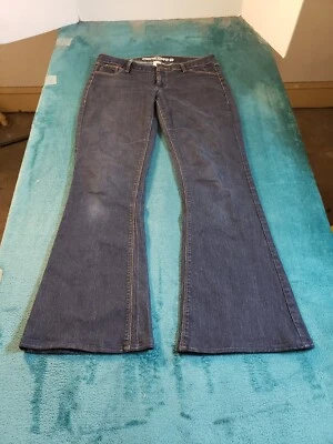 Mossimo Jeans Sz 9 Womens Blue Stretch Pants Mid Rise Ladies Dark Flared - Image 1 of 4