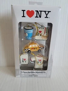 Kurt Adler I Love NY New York Miniatur Ornamente 5-teiliges Box Set NEU - Bild 1 von 5