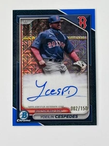2024 BOWMAN CHROME YOEILIN CESPEDES AUTO 002/150 BLUE MOJO REFRACTOR RED SOX - Picture 1 of 2