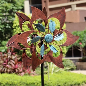 360 Degrees Metal Swivel Classical Two-Color Windmill Wind Spinner for Patio Law - Picture 1 of 12
