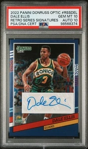 POP 1🔥2022 Donruss Optic DALE ELLIS Retro Series Sig.#'d/99🔥AUTO 10 PSA 10 - Picture 1 of 2