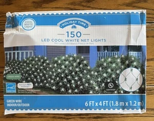 Holiday Time 150 LED Cool White Net Christmas Lights Green Wire Party Wedding - Picture 1 of 4