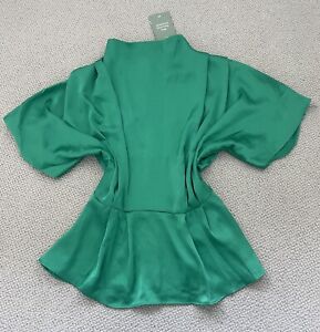 H&M Green Silky Ladies  Top Size S BNWT RRP £19.99