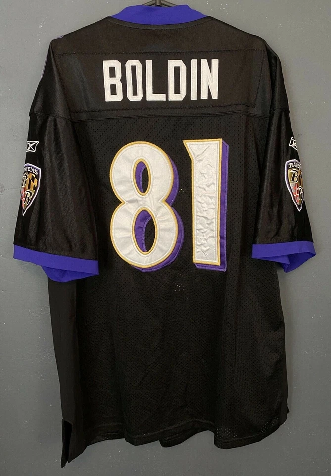 男式 ANQUAN BOLDIN #81 巴尔蒂莫尔乌鸦队 NFL 足球衬衫球衣尺寸 2XL XXL — 第 1/4 张图片