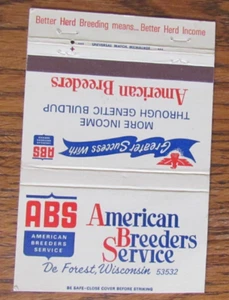 AMERICAN BREEDERS SERVICE MATCHBOOK COVER: DE FOREST, WISCONSIN MATCHCOVER -A8 - Picture 1 of 2