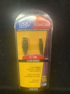 New BELKIN Printer Cable USB 2 High-Speed 2.0 Cable 6 FOOT USB A Plug to B Plug - Picture 1 of 2