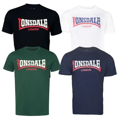 Lonsdale Two Tone T-Shirt Classic Logo Black Blue White Green Regular-Fit - Image 1 of 4