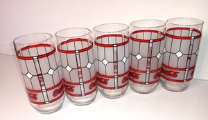COCA COLA Tiffany Style Stained Glass"ENJOY COCA COLA" Set of 5 - Picture 1 of 4