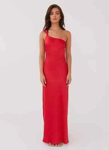 Neu Peppermayo Destiny One Shoulder Maxi rot Kleid Gr. 4 - Bild 1 von 8