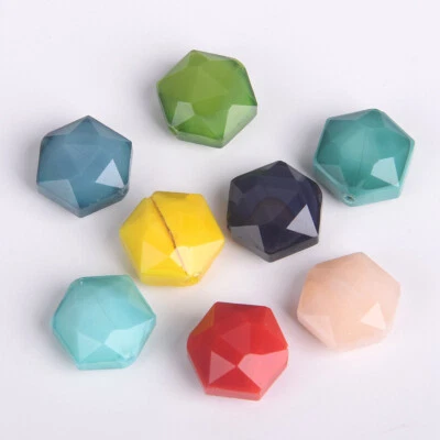 10pcs 14mm Hexagon Opaque Faceted Glass Loose Beads for Jewelry Making - Image 1 of 4
