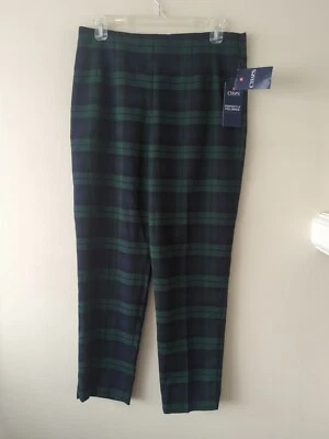 Pantalones al tobillo ajustados a cuadros Chaps para mujer talla 10 verde/azul nuevos con etiquetas Foto 1 de 4