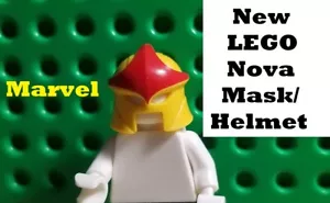 LEGO Minifigure Marvel Nova Battle Helmet Mask Yellow Red Face Shield Hero Gear - Picture 1 of 1