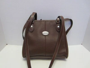 Carryland Brown Pebble Leather Multicompartment Double Strap Shoulder Purse NWOT - Picture 1 of 10