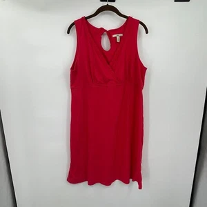 Abito donna BASS XL rosso smanicato tubino casual maglia pullover scollo V elasticizzato - Foto 1 di 10