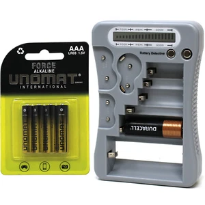 **BRAND NEW** 12-Type Battery Tester (Grey) with LCD Display + 4x AAA Batteries - Picture 1 of 7