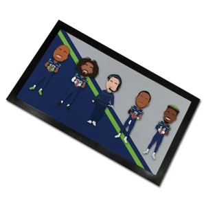 Seahawks 2024-25 Vector Heroes Bar Runner Mat Seattle 2 Sizes Man Cave Bar - Picture 1 of 4