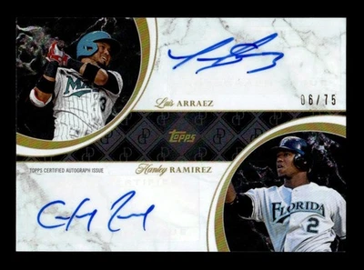 Luis Arraez Hanley Ramirez 2024 Topps Dynamic Duals #7A Dual Auto Opal Foil #/75 - Image 1 of 2