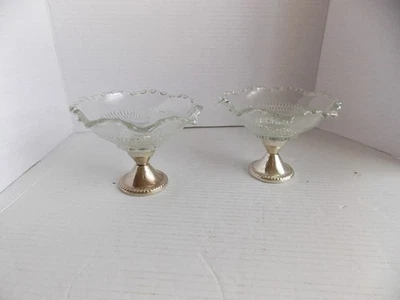 2 platos de caramelo vintage Duchin Creation de plata de ley con peso con vidrio estriado Foto 1 de 4