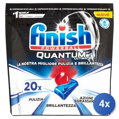 4x Finish Tabs Lavastoviglie 20 Pz. Quantum Classico Foto 1 de 3