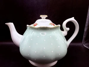 Royal Albert Bone China Porzellan Teekanne Polka Rose hellgrün - Bild 1 von 8