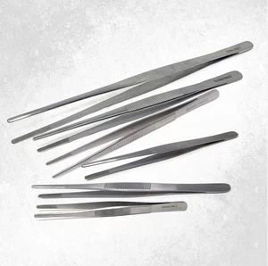 Pinzette da laboratorio in acciaio inox punta fine pinze rotonde un set di 6 nuove - Foto 1 di 3