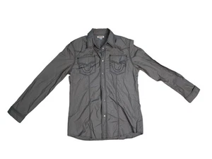 Camicia uomo True Religion piccola grigia western a scatto dettaglio punto - Foto 1 di 5