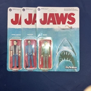 Jaws ReAction Figures Brody, Hooper, Quint SUPER RARE!! w/ Cards * JAWS 50th! - Picture 1 of 10