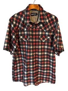 Billabong Mens XL Multicolor Plaid Short Sleeve Western Cut Button Up Shirt - Picture 1 of 9