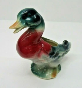 VTG 1950's Royal Copley Coforful Mallard Duck Planter Vase 8" - Bild 1 von 7